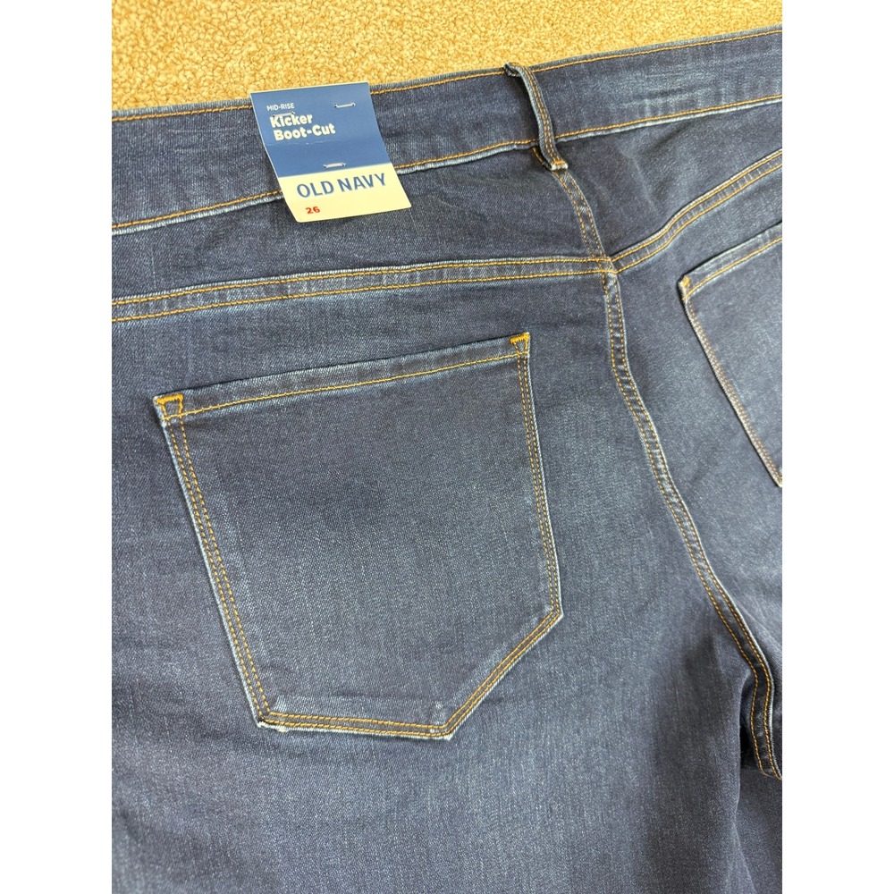 NEW Old Navy Kicker Boot-Cut Jeans Womens 26 Dark Wash Mid-Rise Stretch Denim‎